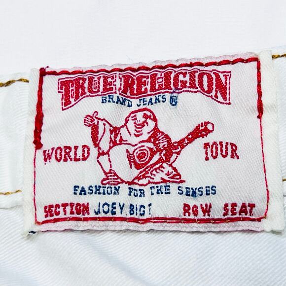 True Religion Joey Big T Flared Jeans White Gild Stitch Women 28W x 27L Used - Picture 5 of 11